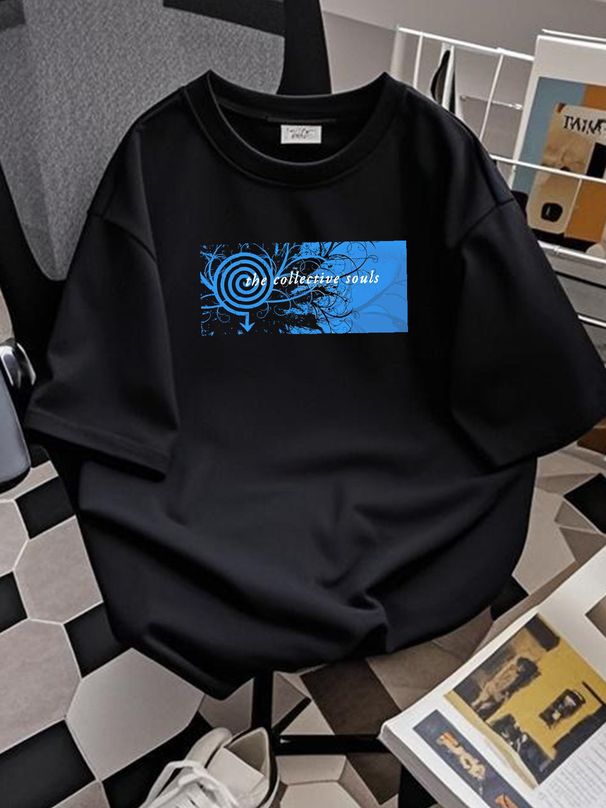 Vintage The Collective Souls Black T Shirt Size Large Slightly Graphic Fashion Versatile Breathable Comfortable Unisex Summer Streetwear Casual_viptrois.com