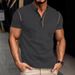 Unbeatable Quality Men's Summer Color Blocked Casual Loose Button Placket Pineiphone Grid Short Sleeved Men's Polo Shirt_viptrois.com