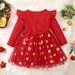 Christmas Children's spring and autumn Christmas girls Christmas letter pattern long-sleeved polka dot dress children's skirt ins_viptrois.com