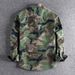 Vintage Washed Camo Workwear Shirt – Military-Inspired Utility Top With Double Chest Pockets_viptrois.com