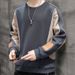 Splicing Contrasting Color Hoodie For Men In Spring And Autumn, New Trendy Brand, Loose Casual Round Neck Base Shirt,_viptrois.com