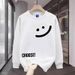 Autumn New Cute Smiling Face Print Couple Style Pullover Round Neck Sweatshirt Long Sleeved Versatile Trendy Brand_viptrois.com