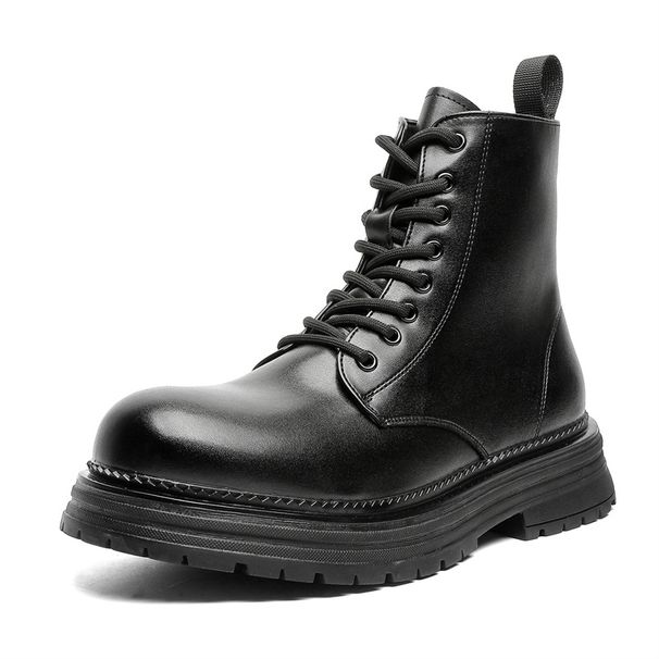 American High-top Tooling Boots Men's Martin Boots High Street Thick-soled Heightening Retro Short Boots_viptrois.com
