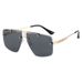 frameless men, Korean version, large frame polygonal sunglasses for women, trendy round face, slimming appearance_viptrois.com