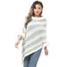 Women's Shawls Imitation Rex Rabbit Fur Collar Knitted Pullover Cape Women's Chenille Warm Striped Shawl Sweater_viptrois.com