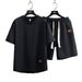 2025 Summer New Casual Sports Suit Men's Short Sleeved T-Shirt Trendy Brand Five Quarter Shorts Loose Two_viptrois.com