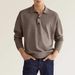 Men's Clothing Long Sleeve V Neck Button Men's Casual Tops Polo Shirt_viptrois.com