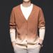 Men's Slim-Fit Gradient V-Neck Knit Cardigan – Korean-Style Lightweight Sweater For Autumn, Casual Layering Pullover_viptrois.com