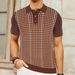 2025d Men's Clothing Summer High-End Cool Silk Knit Houndstooth Jacquard Business Polo Shirt SY0199_viptrois.com