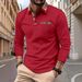 Spring And Autumn New Men's Casual Solid Color Patchwork Pocket Turn-down Collar Long Sleeve Polo Shirt_viptrois.com