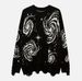 Men's ClothingFashion Personality Star Element Rotating Jacquard Ripped Long Sleeved Pullover Loose Casual Men's And Women's Sweater_viptrois.com