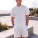Men's Thin Summer Sports Casual T-Shirt And Shorts Set Waffle Knit Outerwear 2 Piece Style_viptrois.com