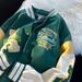 Men's Embroidered Baseball Jacket – Streetwear Unisex Varsity Style With Contrast Sleeves (M-2XL, Black/Green/Navy)_viptrois.com