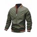 2024 Spring Autumn Collar And Cuff Striped Windproof Lightweight Jacket, College Simple Style Top_viptrois.com