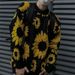 "Sunflower Jacquard Knit Sweater – Men's Long Sleeve Crewneck Pullover For Autumn/Winter"_viptrois.com