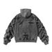 Men's Clothing Winter American Retro Washed Distressed Hooded Fleece Sweatshirt For Men High Street Fashion Loose Cardigan Short Jacket_viptrois.com