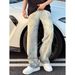 American Retro Splatter Tie Dye Jeans For Men, Autumn High Street Vibe Style Trousers, High End Straight Leg Slightly Flared Trousers_viptrois.com