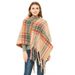 Unisex Thickened cape for women with fine check and coarse fringe pullover_viptrois.com