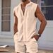 Summer Men's Vest Shirt Casual Loose Sleeveless Shorts Beach Set_viptrois.com
