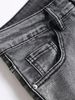 Men's Stretch Denim Jeans, Streetwear, Tearing Patchwork Holes, Torn Denim, Elastic Waist, Leisure Pants, Narrow Fit, Straight Pants_viptrois.com