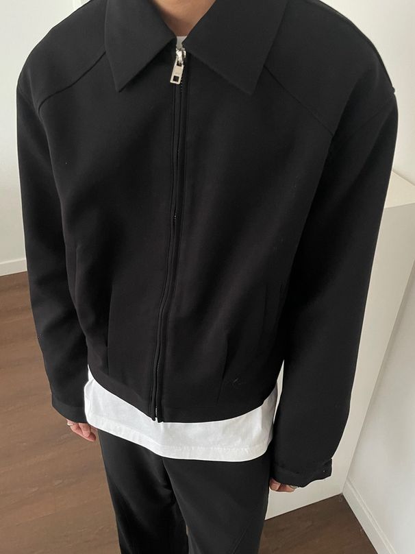 Gray Short Padded Shoulder Lapel Blazer For Men Korean Style Simple High-end Loose Casual Versatile Jacket Top_viptrois.com