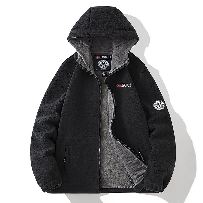 Men's Clothing Thickened Double-Layer Fleece Hooded Jacket - Winter Warm Pullover For Cold Weather (Navy, Khaki, Gray, Black, China Red) - XS To 3XL_viptrois.com