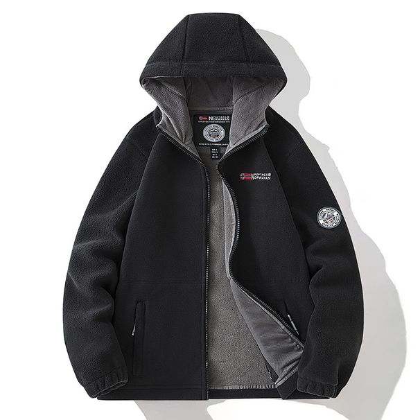 Men's Clothing Thickened Double-Layer Fleece Hooded Jacket - Winter Warm Pullover For Cold Weather (Navy, Khaki, Gray, Black, China Red) - XS To 3XL_viptrois.com