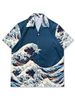 Men's Clothing Trendy Brand High End Hong Kong Style Short Sleeved Shirt Men's Personality Creative Cartoon Casual Loose Beach Flower Shirt Women_viptrois.com