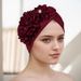 Muslim hat Ladies fashion elegant side three small flower watermelon hat ethnic headscarf hat_viptrois.com