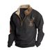 Loom 2024 European And American Cross-Border Half-Zip Independent Station Retro Fur Men's White Collar Sweatshirt_viptrois.com