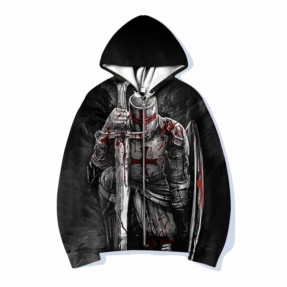 Men's Autumn Zip-Up Hoodie With 3D Digital Print, Trendy Oversized Casual Pullover For Streetwear & Daily Wear_viptrois.com