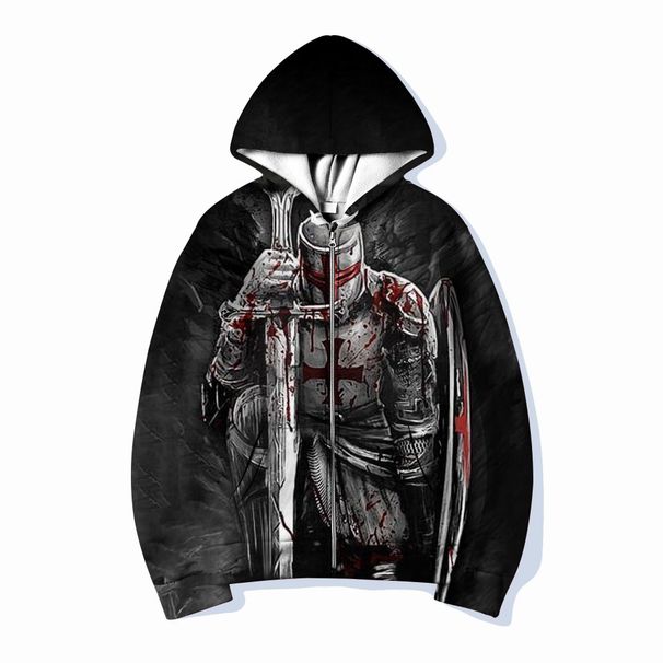 Men's Autumn Zip-Up Hoodie With 3D Digital Print, Trendy Oversized Casual Pullover For Streetwear & Daily Wear_viptrois.com