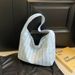 Women's Shoulder Bags Pleated Striped Cloth Bag, Hand-held Bento Bag, Storage Bag, Large-capacity, Fresh And Simple Single-shoulder Bag_viptrois.com