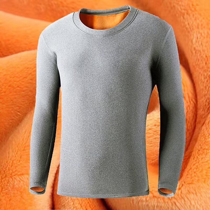 Men's Clothing Fleece Lined Thermal Underwear Thermal Underwear Long Sleeve T-Shirt Winter Fleece Lined Warm Base Layer Slim Fit Round Neck Top_viptrois.com