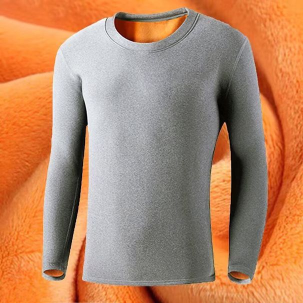 Men's Clothing Fleece Lined Thermal Underwear Thermal Underwear Long Sleeve T-Shirt Winter Fleece Lined Warm Base Layer Slim Fit Round Neck Top_viptrois.com