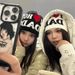 Trendy Couple's Knit Beanie With Heart & Letter Print - Soft Acrylic Winter Hat For Men & Women (DADS/MOMS/Boyfriend/Girlfriend)_viptrois.com