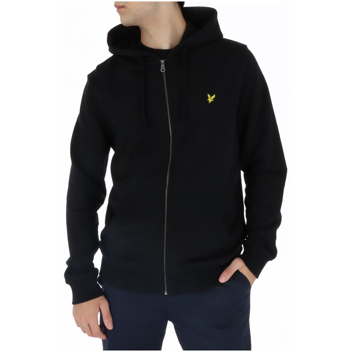 Lyle & Scott Men's Black Full-Zip Cotton Hoodie_viptrois.com