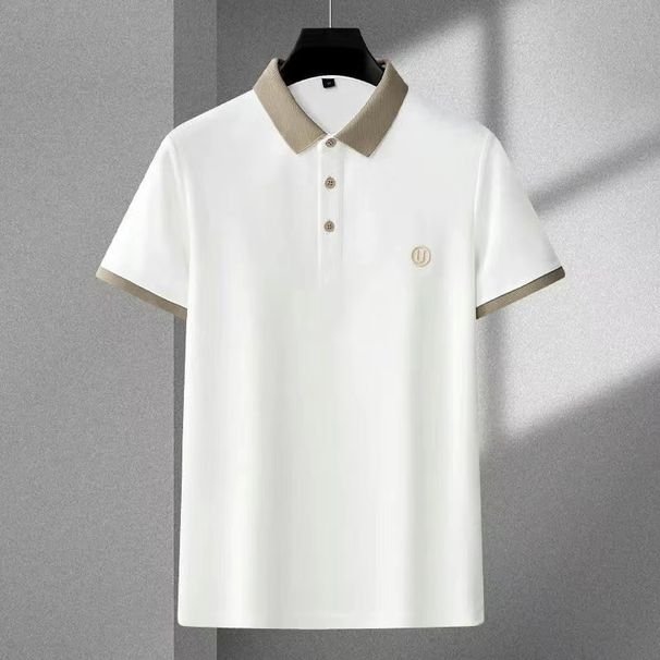 Men's Clothing Men's Short Sleeved Polo Shirt Summer Light Luxury Business Casual Tops Embroidered Lapel Middle_viptrois.com