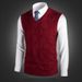 Men's Wool Blend V-Neck Sleeveless Sweater Vest - Solid & Plaid Patterns, Slim Fit, Warm Knit Pullover For Casual & Office Wear_viptrois.com
