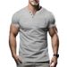 Men's New Summer Short-sleeved T-shirt Slim Casual V-neck Short-sleeved Tops_viptrois.com
