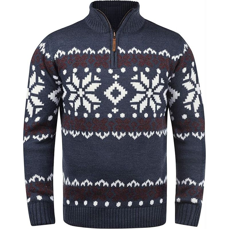 Men’s Slim-Fit Knit Sweater | Vintage-Inspired Half-Zip Pullover | Winter Casual Textured Jumper (Solid Colors)_viptrois.com