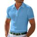 Men's New Summer Polo Shirt Button Waffle T-shirt Sports Polo Shirt Tops_viptrois.com