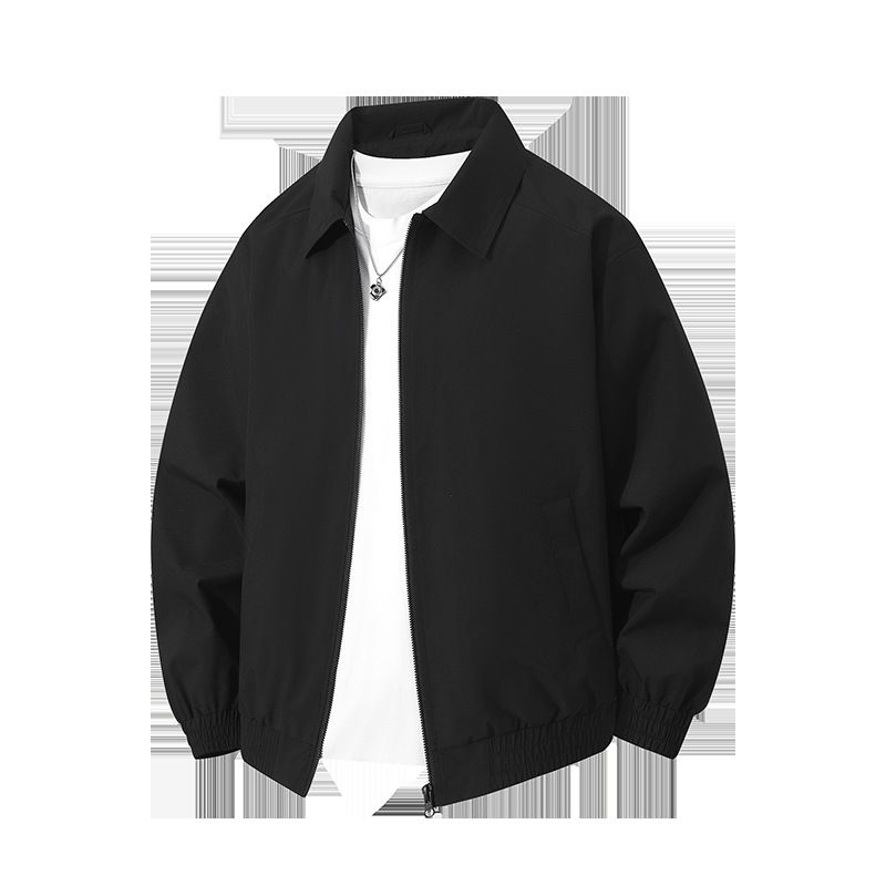Men’s Waterproof Windbreaker Jacket – Lightweight Polyester, Stand Collar & Zippered Pockets (Black, Navy, Light Gray, All-Season Urban Wear)_viptrois.com
