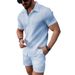 Men's Clothing fashion new men's short sleeved shirt shorts sports leisure beach two piece suit_viptrois.com