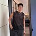 Men's Clothing Knitted Vest Ice Silk Wide Shoulder Round Neck Sleeveless T Shirt Hollow Breathable Fitness Mesh Waistcoat Top_viptrois.com