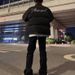 Black One-Piece Letter Down Cotton For Men, Winter High-End Korean Style Unisex Stand Collar Short Puffer Jacket_viptrois.com