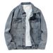 LKTM Men's Vintage Washed Moonlight Blue Denim Jacket American Style Casual Coat Streetwear Essential_viptrois.com