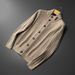 Loom Loom European Station Men's Cardigan 2023 Autumn Winter New Stand Collar Sweater Knitted Solid Color Jacquard Casual Simple_viptrois.com