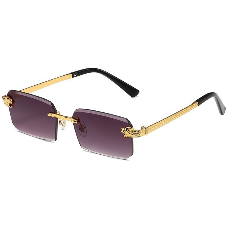Fashion new frameless trimmed sunglasses leopard glasses legs Internet celebrity sunglasses unisex_viptrois.com
