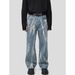 Men's clothing design tie dye wash loose casual jeans_viptrois.com